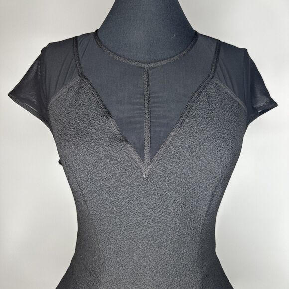 Guess Sheer Mesh Top S Y2K Goth Grunge Peplum Black Textured Shirt - Picture 7 of 15